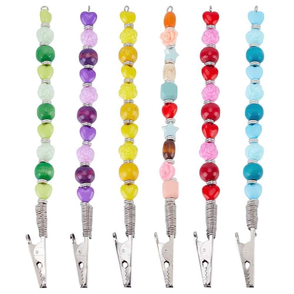 3447 6pcs Credit Card Clip Pullers Acrylic Heart Flower Beads Credit Card